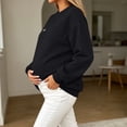 thumbnail image 6 of Yeaiivve Women's Maternity Nursing Sweatshirts Front Hidden Zipper Breastfeeding Pullover Oversized Crewneck Loose Pregnancy Sweatshirt with Pocket Black,XL, 6 of 9