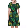 thumbnail image 1 of Disketp Peacock Feathers2 para Vestido de Manga Corta para Mujeres, Vestidos de Verano para Mujeres, Casual y Holgado para la Playa, 1 of 6