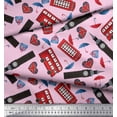 thumbnail image 2 of Soimoi Poly Georgette Fabric Bus,Telephone Booth & London Clock Tower Architectural Fabric Prints by Yard 52 Inch Wide, 2 of 3