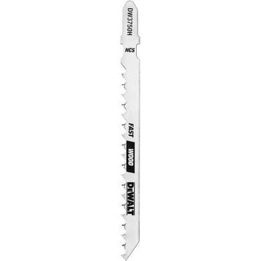DEWALT DW3750H 4-Inch 6 TPI Fast Wood Cut HCS T-Shank Jig Saw Blade 5-Pack,Silver