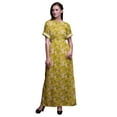 thumbnail image 1 of Bimba Robe Longue Imprimée en Rayonne à Fleurs de Pêche, Taille Smockée, Fente Latérale, Petite, Jaune, 1 of 6