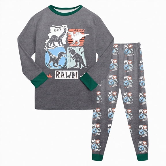 Toddler Baby Boys Fall Winter Clothes 12 18 24 Month 3T 4T 5T 6T 7T Toddler Boy Outfits Dinosuar Print Long Sleeve Shirt Pants Set Kaprioy Boy Pajamas Cotton Pjs Set Kids Dinosaur 2 Piece Sleepwear