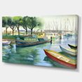 thumbnail image 2 of Bateaux en Rivière Aquarelle - Impression sur Toile Paysage, 2 of 4