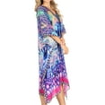 thumbnail image 4 of Sakkas Kristy Long Tall Lightweight Caftan Dress / Cover Up With V-Neck Jewels - Turq / Pink - One Size, 4 of 5