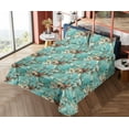 thumbnail image 4 of Ambesonne Vintage Tropical Fitted & Flat Sheet with Shams 4 Pcs Set, Exotic Petals Art, Queen, Turquoise Pastel Brown, 4 of 5