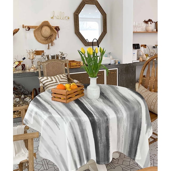 Black Gray White Tablecloth Square Table Cloth 54x54, Waterproof Tablecloth Outdoor Table Cloth, Vintage Rustic Abstract Ombre Aesthetic Washable Table Cover for Kitchen Dining Party