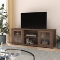 thumbnail image 1 of Merrick Lane Rocheport Classic Four Pane Glass Door 65" TV Stand for up to 80" TVs; Gray Wash Oak Finish, 1 of 12