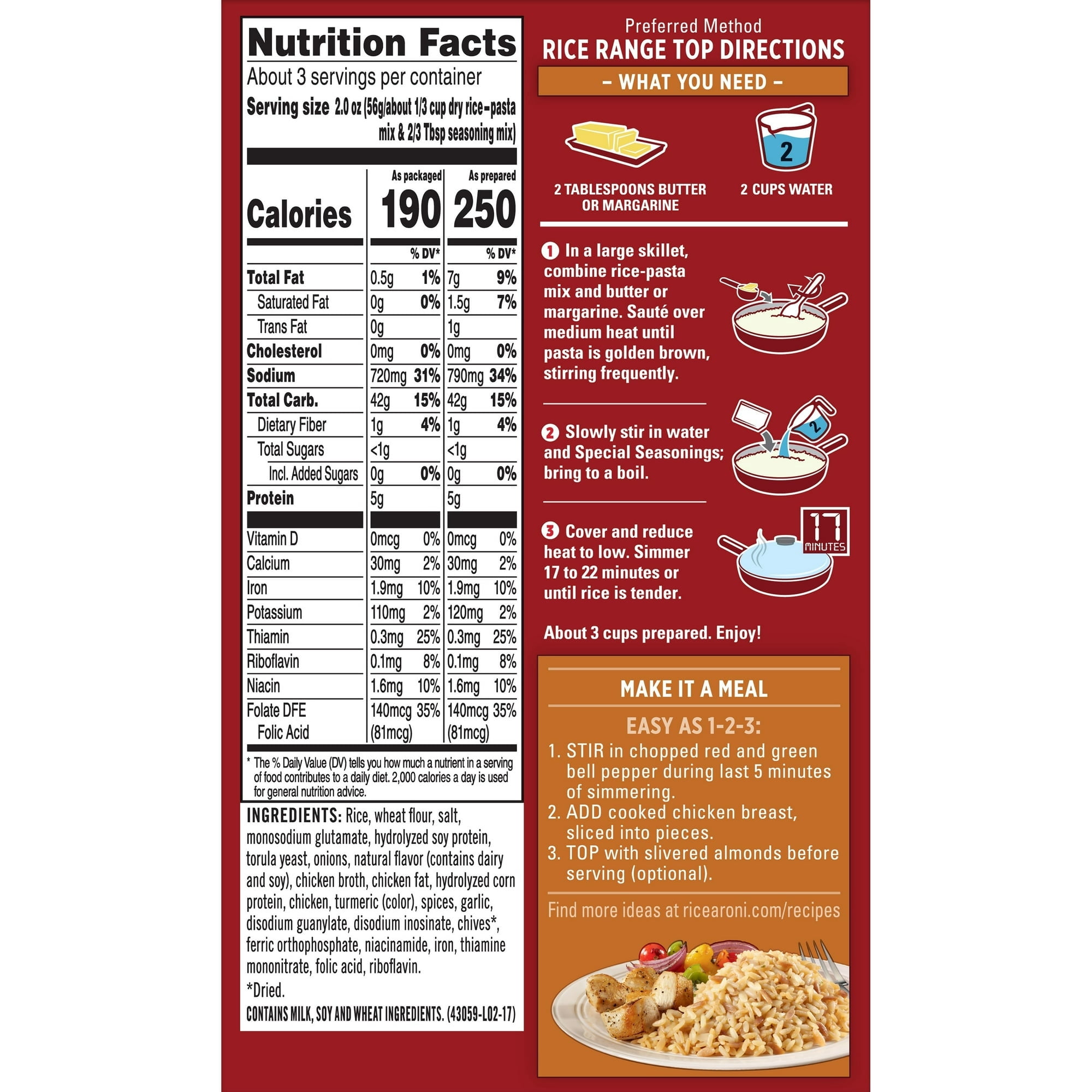 Rice-A-Roni Rice Pasta Rice Pilaf, 7.2 oz, Pack of 4 with Bowl by Value Nest