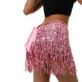 thumbnail image 3 of KOMOO Women Boho Sequin Tassel Skirt Fringe Belly Skirt Rave Party Dance Miniskirt, 3 of 4