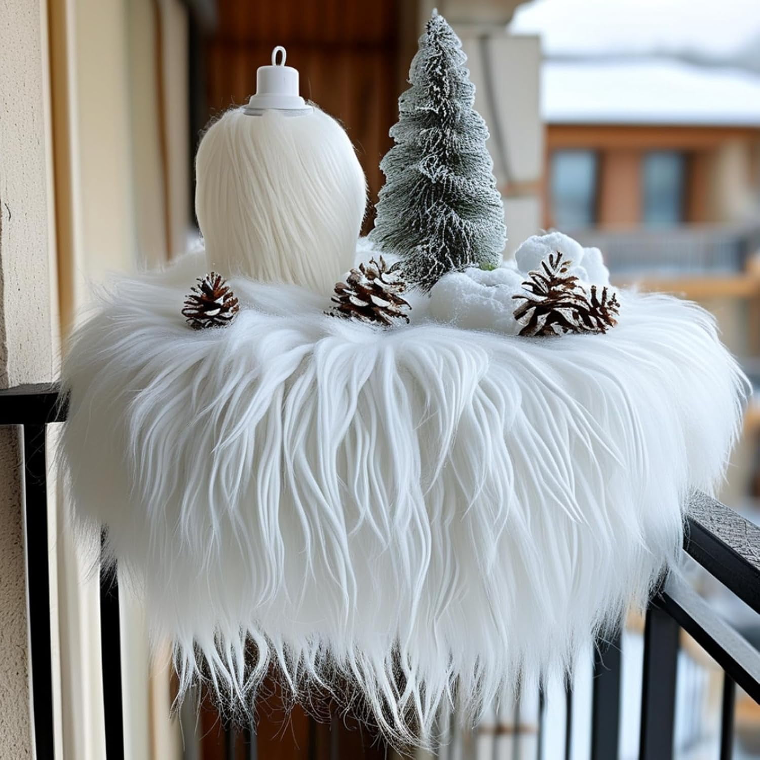ABCISI 4PCS Faux Fur Ribbon, Fluffy Christmas DIY Craft Shaggy Synthetic Plush Patch, Sewing Fur Cuts for Party Decoration Winter Costume Gnome Beard Fur Ball Carpet Pet Pad (4-Color, 59.06"Lx1.97"W)
