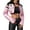 Pink, variant on Faux Leather For Women Cropped Jacket Motorcycle Coat Y2K Letter Bomber Outerwear Long Sleeve Trendy Soft Tops Streetwear