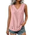 thumbnail image 3 of Sheghy Tank Tops for Women 100%Cotton Women's Solid Color V-neck Sleeveless Button Casual Cotton and Linen Top, 3 of 5