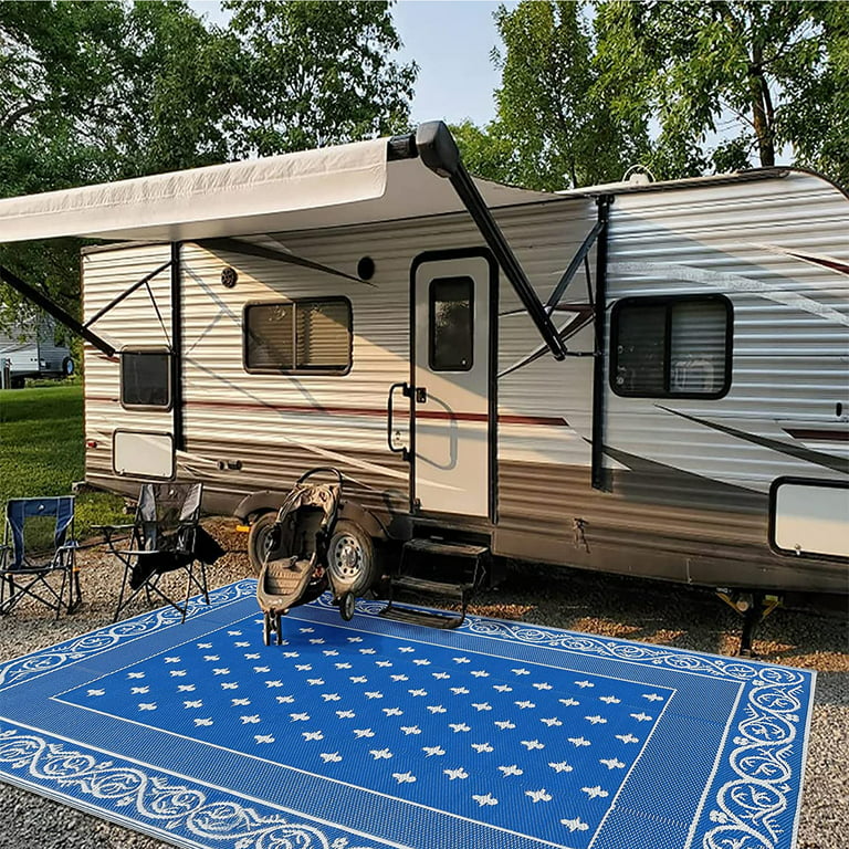Findosom 9'x12' Brown Large Outdoor Mat RV Outdoor Rug Reversible Plastic  Straw Area Rug Mat Camping Rugs Waterproof Foldable Portable Patio Rug for  RV, Patio, Backyard, Deck, Picnic, Beach, Trailer 