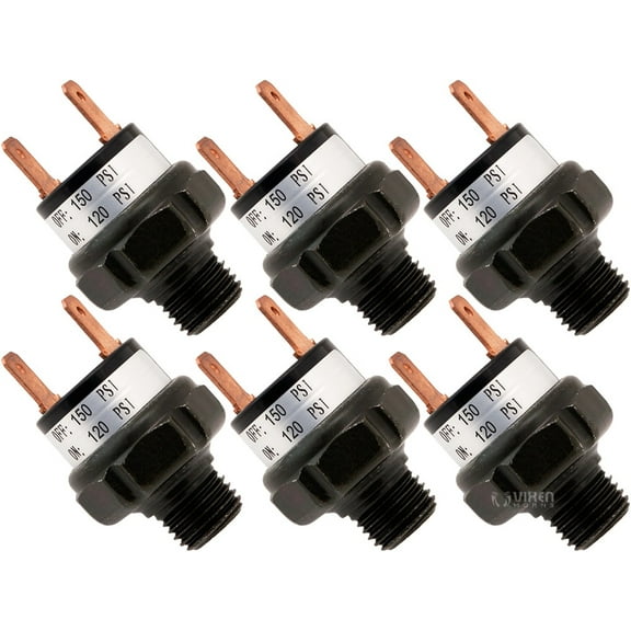 Vixen Horns 120-150 PSI Air Pressure Switch Tank Mount Type 1/4" NPT 12V/24V for Train/Air Horn - Bundle of six switches VXA7150-6