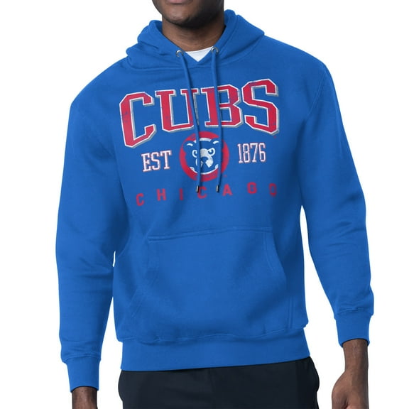 Men's-Starter  Royal Chicago Cubs Distressed Fleece Pullover Hoodie