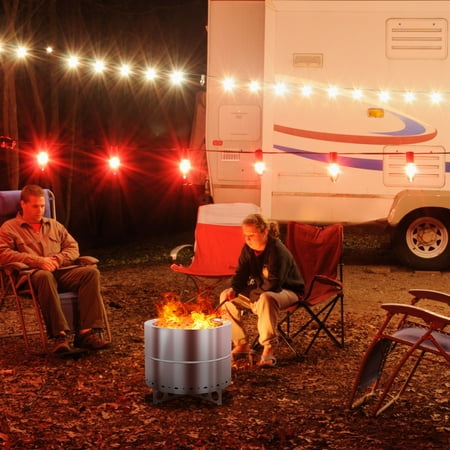 19" Outdoor Stainless Steel Smokeless Wood Burning Fire Pit w/ Waterproof Cover