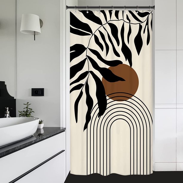 Boho Abstract Mid Century Stall Small Half Size Shower Curtain 36x72 Inch Modern Minimalist