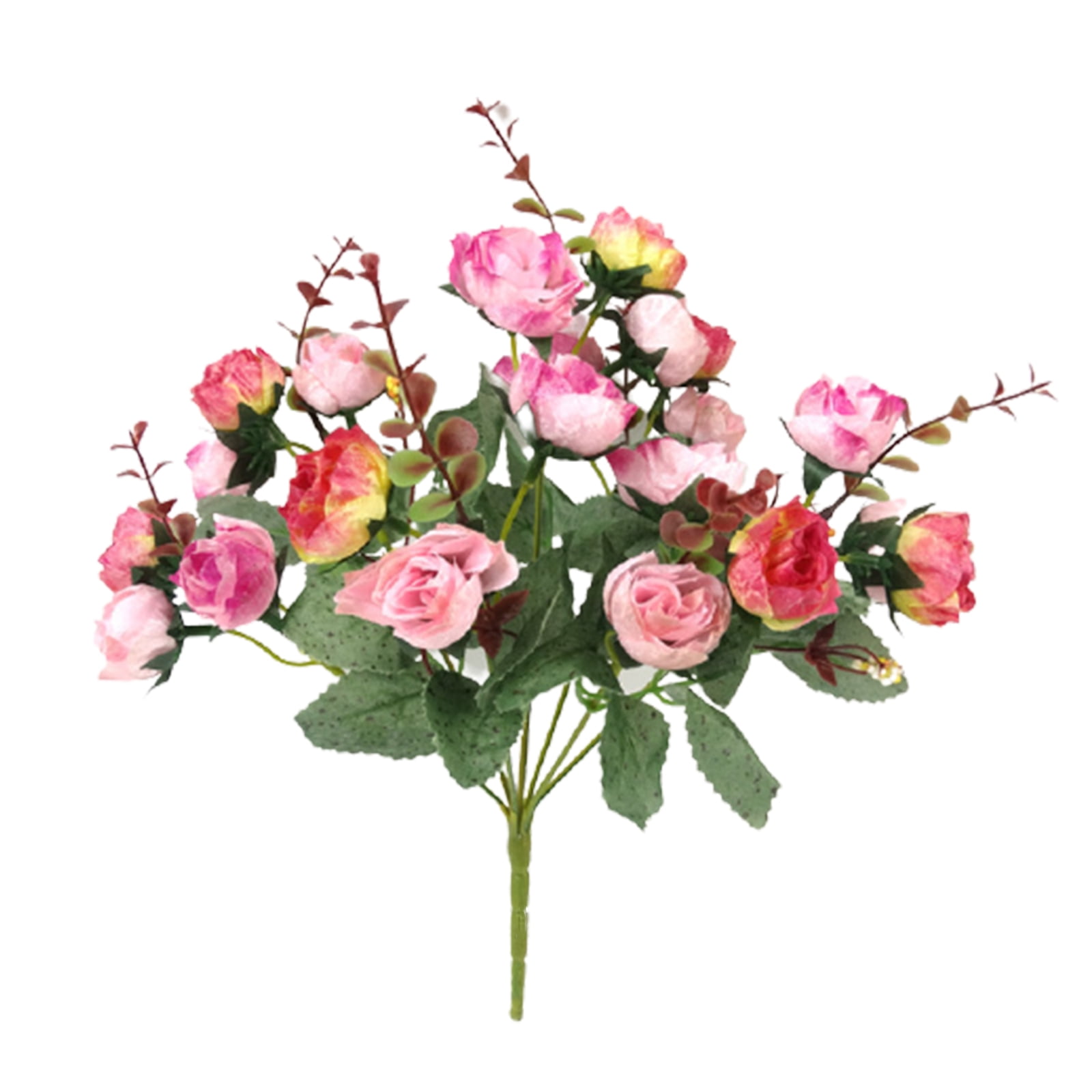 esafio Artificial Flowers 2 Bunches Fake Rose Flowers with Eucalyptus