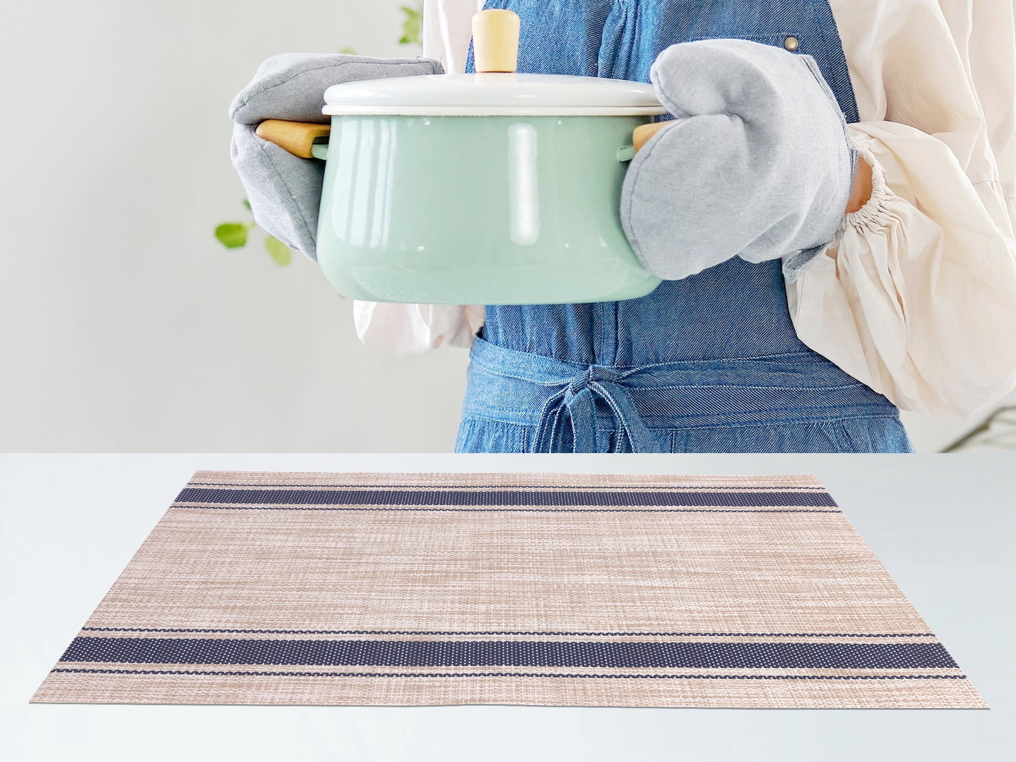 Unique Bargains Placemats Set of 6 Vinyl Placemats Blue
