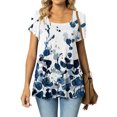 thumbnail image 1 of SMihono Hauts pour Femmes Été Mode Décontractée Col Montant Imprimé Pétale Manches Courtes - T-Shirts Grande Taille, 1 of 5