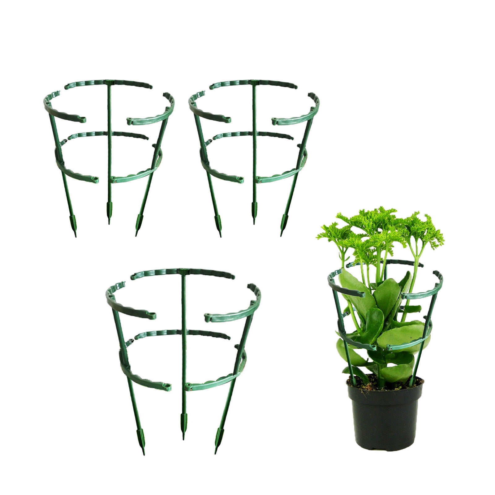 CreativeArrowy 3pcs Flower Growing Piles Plant Supports Garden Trellis Cage Frame Green Semi