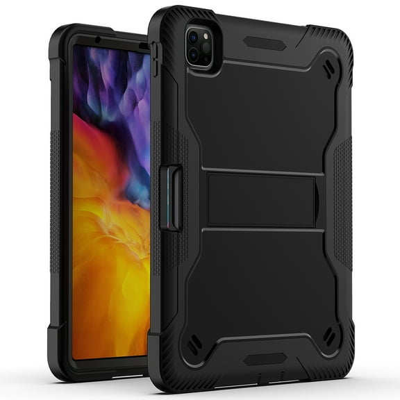 For Apple iPad 8th Generation 2020 / iPad 7th Generation 2019 10.2 inch Dual Layer Protective Shockproof Kickstand Heavy Duty Case Cover Black/Black