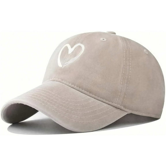 DOVACKA Women's Vintage Washed Baseball Cap Adjustable Cute Heart Graphic Cotton Dad Hat
