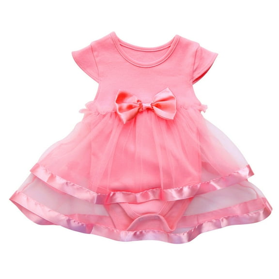 EnJoCho Baby Girls Birthday Tutu Bow Dresses Cute Jumpsuit Princess Romper Dress Fashion Tulle Mesh Party Dress Little Girl Summer Clothes
