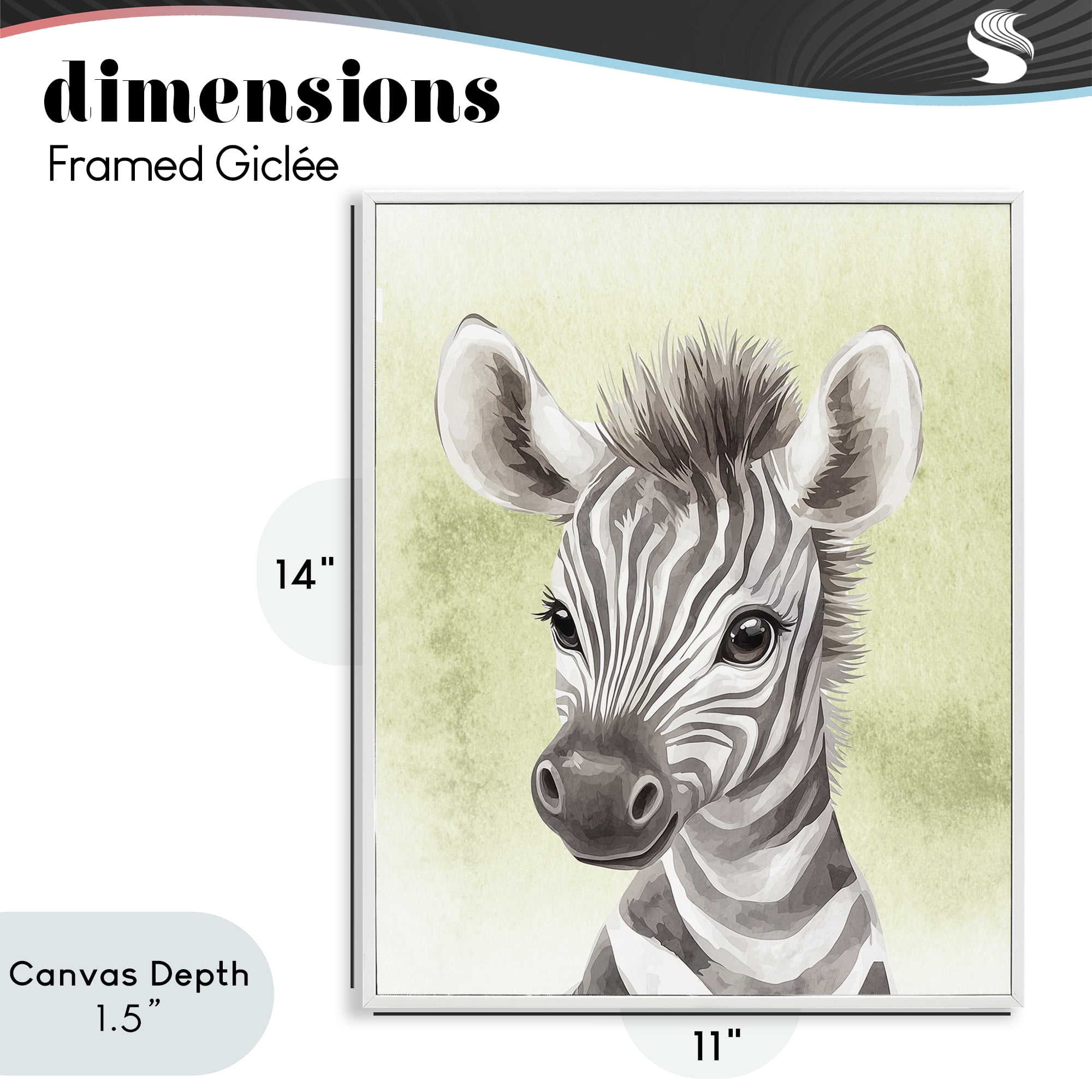 Stupell Industries Jungle Friends Baby Zebra White Framed Giclee Art, design by Christine Simpson Art