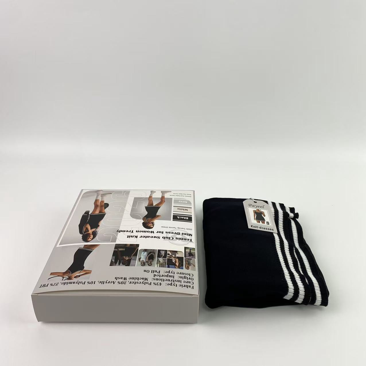 Payeel Knit-dresses,Tennis Dress for Women Athletic Striped Knitted Sweater Tank Mini Active Casual Club Golf Dresses - S