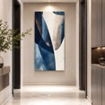 thumbnail image 3 of Canvas Wall Art, Navy Blue Geometric Framed Canvas Prints for Living Room Hallway, Modern Beige Abstract Art Oversized Gallery Wrapped Wall Decor for Home Office, Gifts, 30"x60" Ship Next Day, 3 of 9