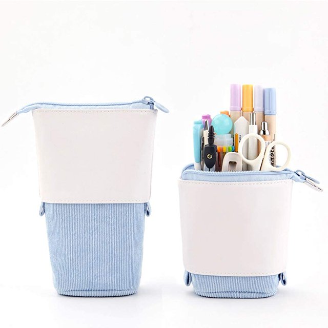 Étui à Crayons Rétractable Stand Up Porte-Crayon Porte-Crayon Porte-Téléphone Porte-Crayon Porte-Crayon Porte-Crayon Porte-Crayon Porte-Crayon Grande Capacité, Bleu
