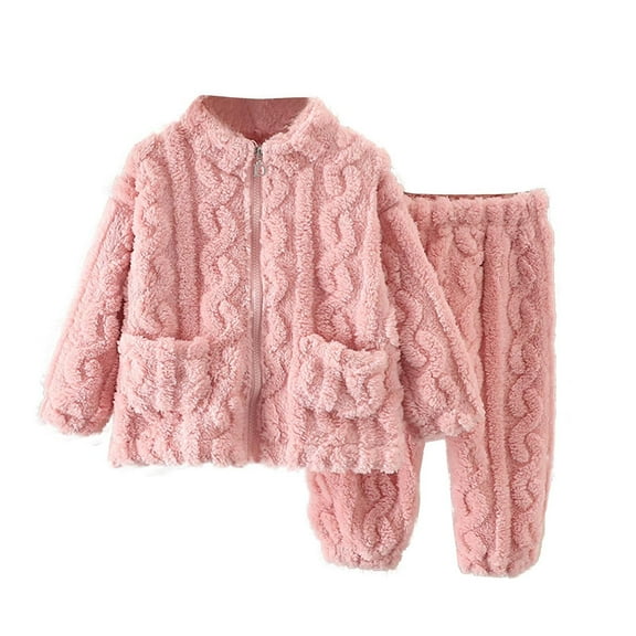 fatyb Toddler Boys Girls Fuzzy Fleece Lounge Outfits Long Sleeve Tops Soft Pants Fall Winter Clothes