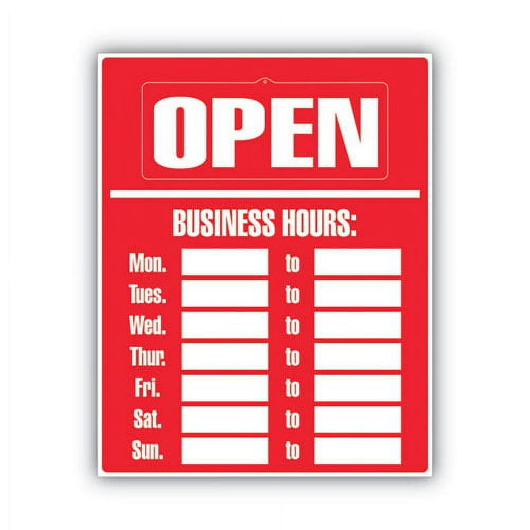 Business Hours Sign Kit, 15 x 19, Red Business Hours Sign Kit, 15 x 19, Red
