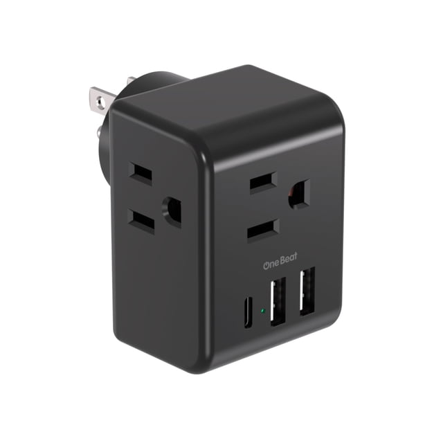 Extensor Power Strip One Beat con 3 cargadores USB, color negro