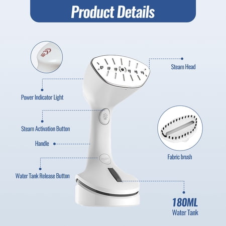 Handheld Garment Steamer for Clothes, Handheld Steamer with 200 ml Water Tank, 1200W Fast Heat up, Easy to Remove Wrinkles