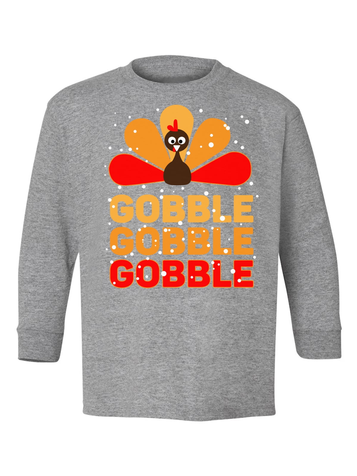 Turkey Gobble Gobble Shirt Thanksgiving Toddler Kids Long Sleeve Tshirt 