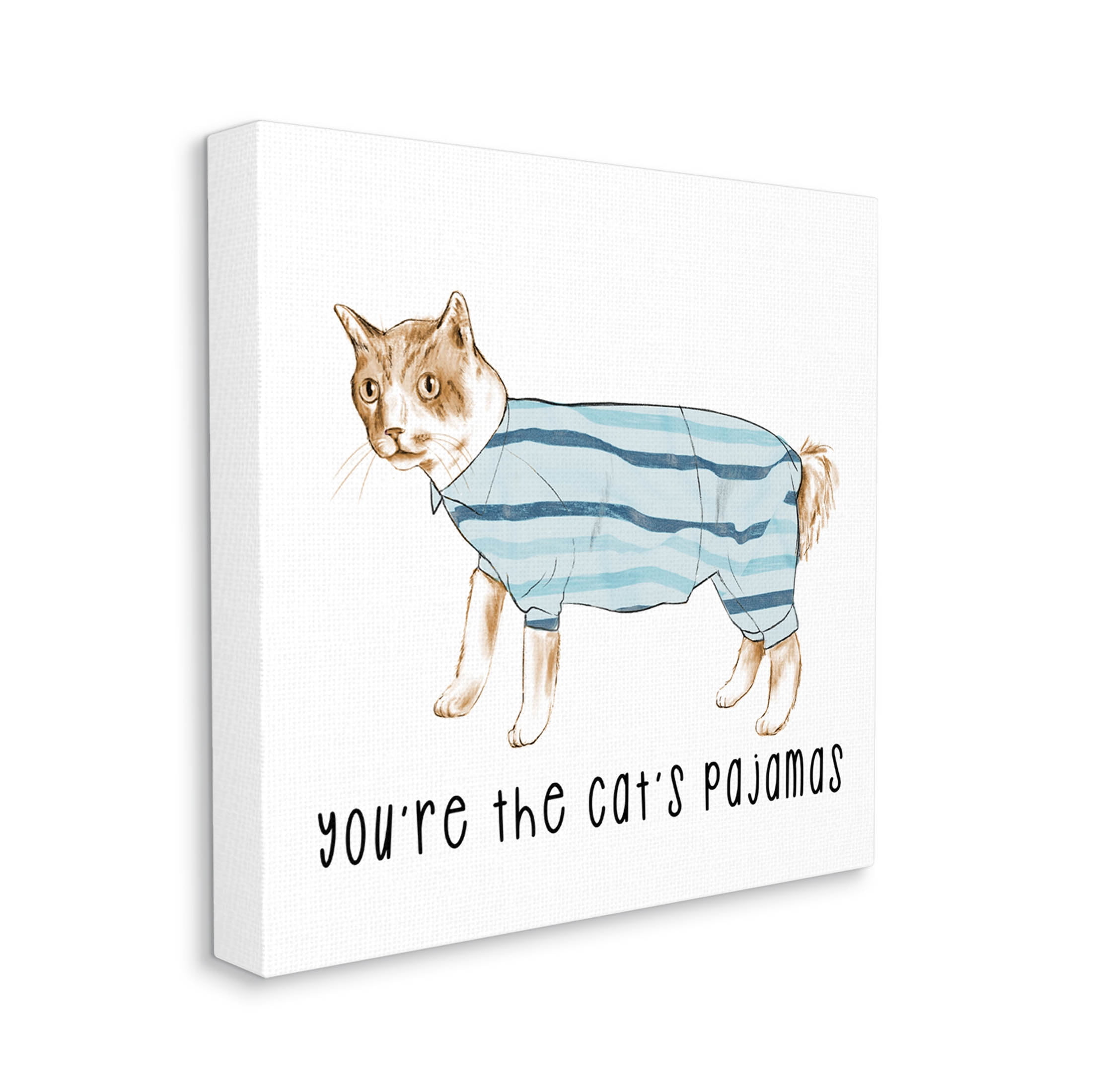 Stupell Industries The Cat's Pajamas Phrase Graphic Art Gallery Wrapped Canvas Print Wall Art, Design by Lil' Rue
