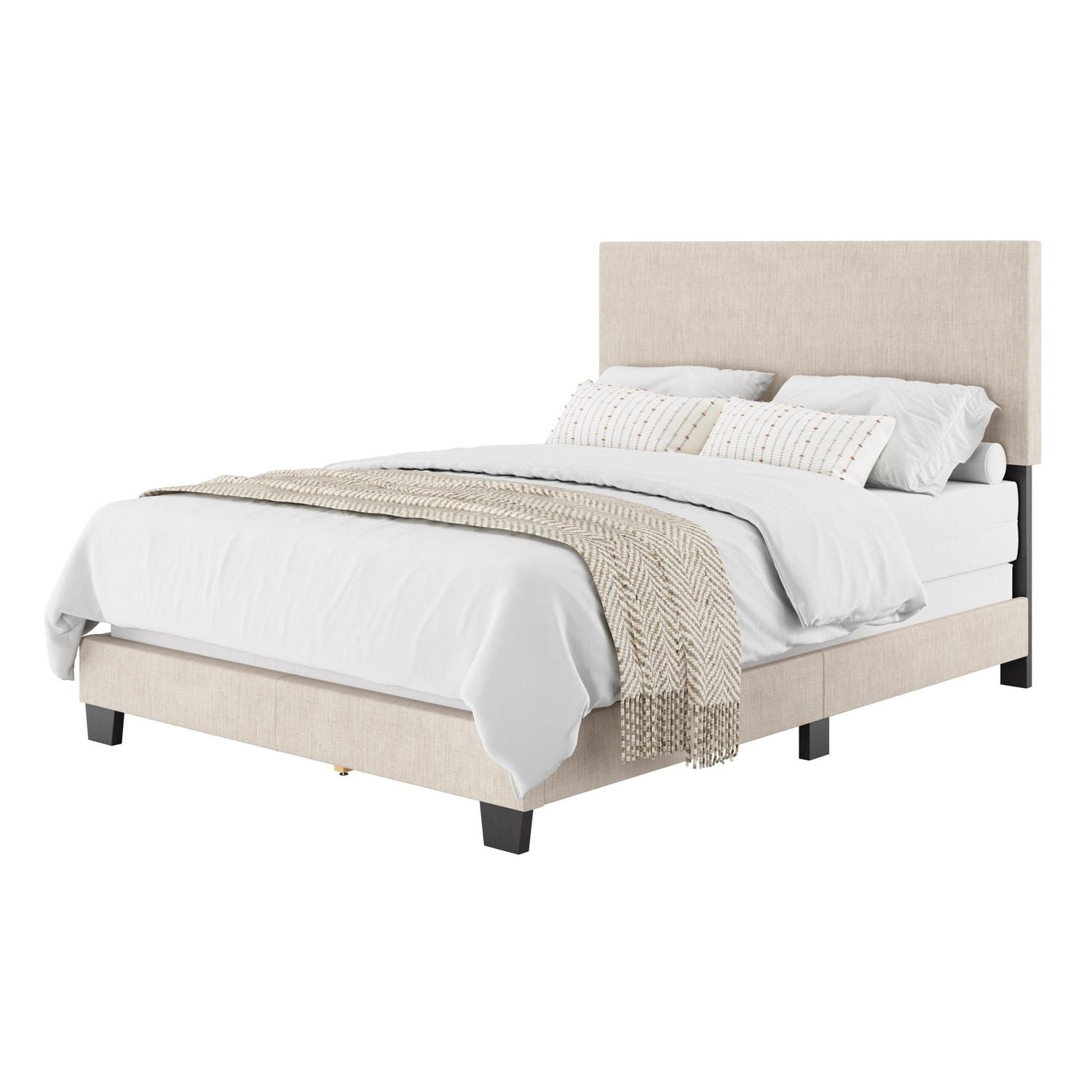CorLiving Celeste Modern Upholstered Adult Full Sized Bed Frame with Headboard, Box Spring Required