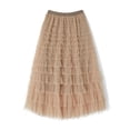 thumbnail image 6 of Coduop Women Long Cake Skirt Elastic Waist Tiered Tulle Layered Princess Wedding Casual Midi Skirt, 6 of 9