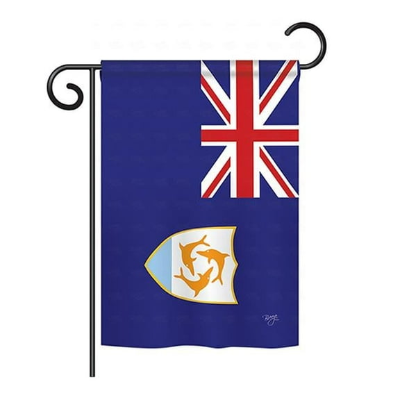 Breeze Decor BD-CY-GS-108338-IP-BO-D-US15-BD 13 x 18.5 in. Anguilla Flags of the World Nationality Impressions Decorative Vertical Double Sided Garden Flag Set with Banner Pole