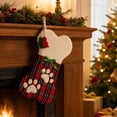 thumbnail image 5 of Pet Christmas Stocking Bone Shaped Paw Print Hanging Sock for Dog Holiday Gift Storage, 5 of 8