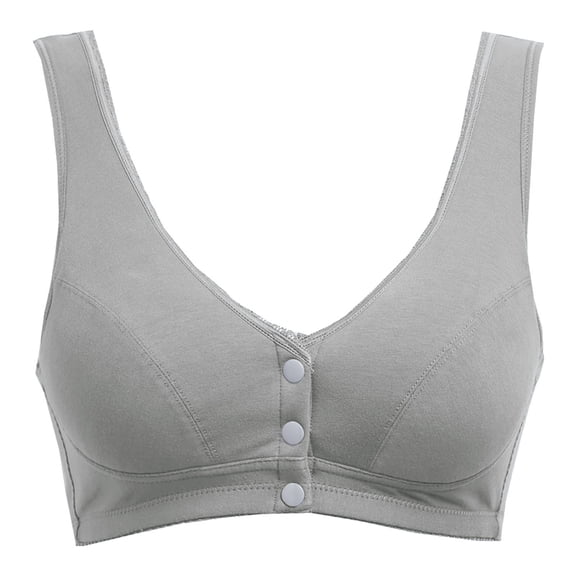 khonts,Women's Wireless Front Snap Closure Bras Soft Push up Lift Bra Comfortable Gathering U-Back Bralettes Grey XXXL
