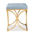 thumbnail image 2 of Baxton Studio Margot Velvet Upholstered Gold Finished Ottoman in Light Blue, 2 of 7