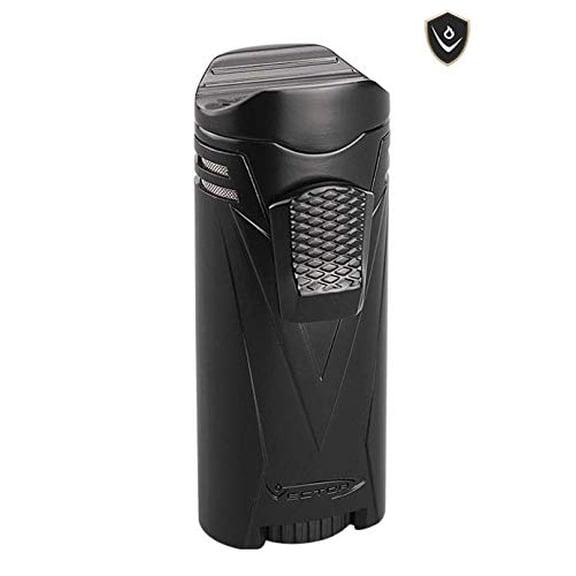 Vector Iron Quad 04 Black Matte Quad Flame Windproof Jet Lighter for Cigars