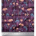 thumbnail image 1 of Soimoi Rayon Crepe Fabric Floral & Check Decor Fabric Printed Yard 46 Inch Wide, 1 of 3