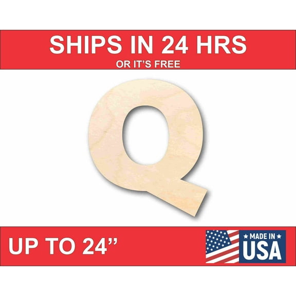 Unfinished Wood Block Letter Q - Craft - up to 46" DIY 8" / 1/2"