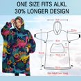 thumbnail image 4 of Oversized Wearable Blanket Hoodie,Colorful Dinosaurs Tropical Floral Pattern Sherpa Blanket Hoodie with Super Pockets,Super Warm Fuzzy Pullover for Women & Men, 4 of 6