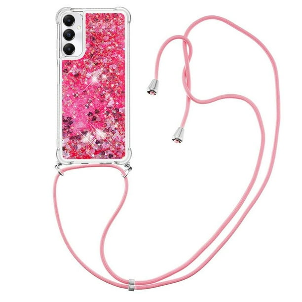 Funda FOXDOCK para Samsung Galaxy A05s con Cuerda Ajustable, Brillo Líquido, Protección Antigolpes y Lente – Ideal para Regalo