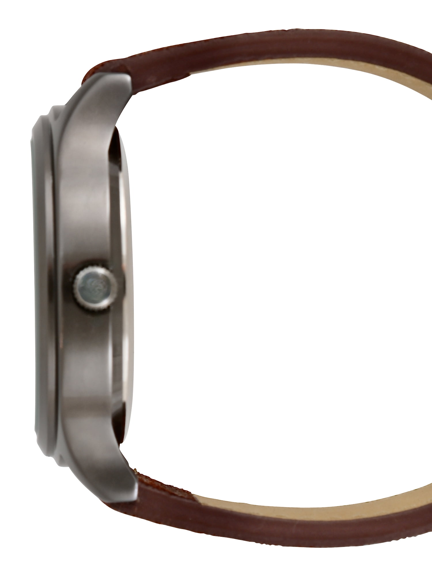 George Men's Gunmetal Round Case Watch with Easy Read Dial and Brown PU Suede Strap. 44MM